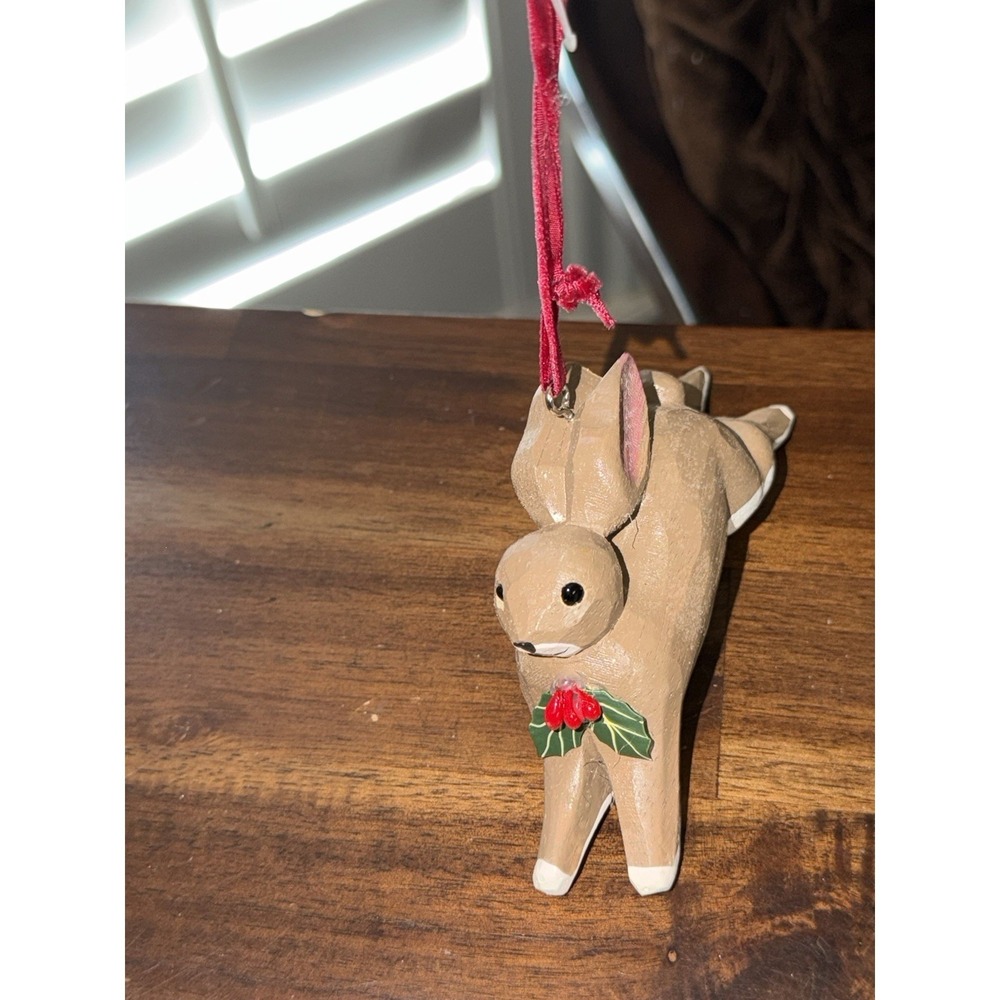 New Christmas Rabbit Bunny‎ Ornaments Resin Holiday Decor